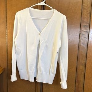 Womens Classic V-Neck Cream Cardigan Sweater